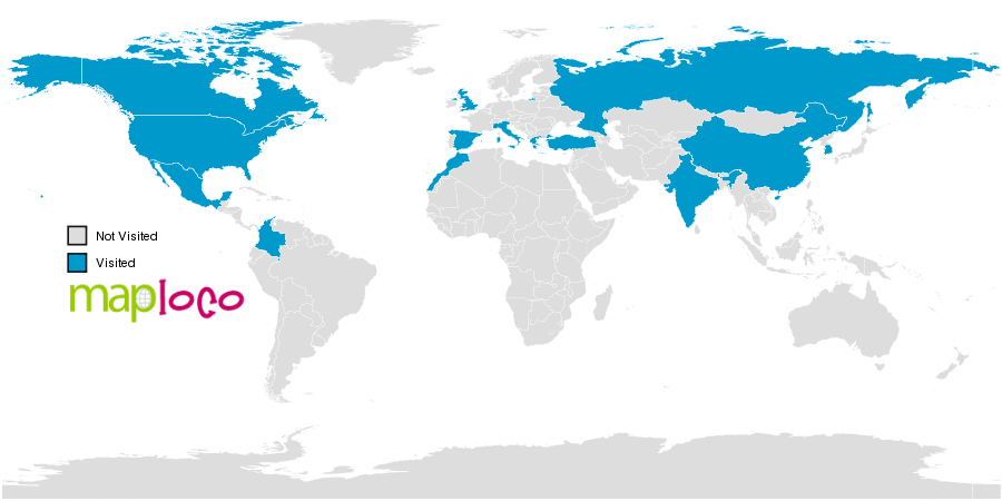 Countries I Have Visited Map Countries I've Visited: Canada, China, Colombia, Greece, Holy See (Vatican  City State), India, Italy, Mexico, Monaco, Morocco, Russia, South Korea,  Spain, Turkey, United Kingdom, United States