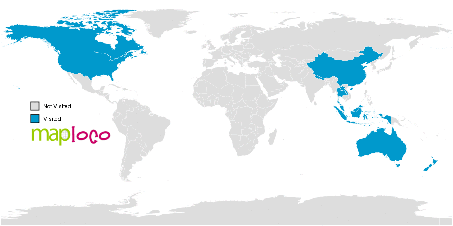 Countries I Ve Visited Australia Brunei Darussalam Canada China Hong Kong Indonesia Laos Malaysia Nepal New Zealand Singapore Thailand United States