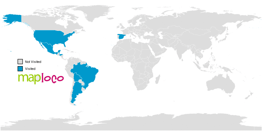Argentina And Spain Map Countries I've Visited: Argentina, Belize, Bolivia, Brazil, Honduras,  Mexico, Spain, United States