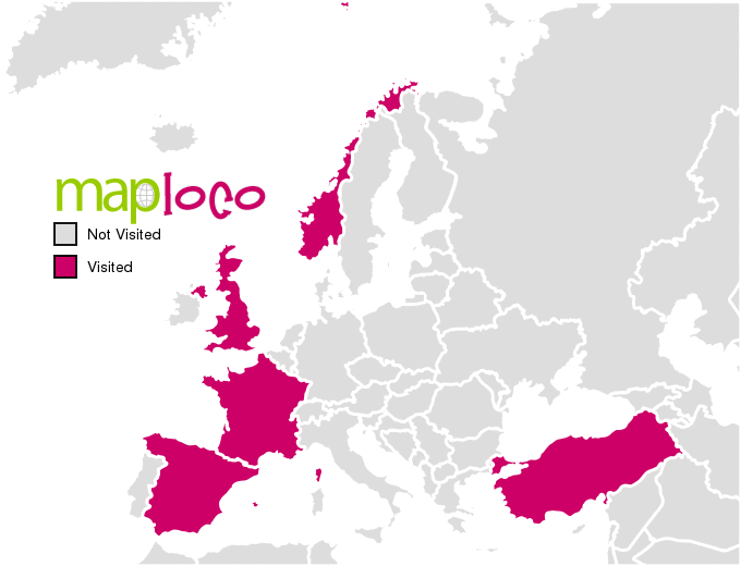 Spain And Turkey Map European Countries I've Visited: France, Norway, Spain, Turkey, United  Kingdom