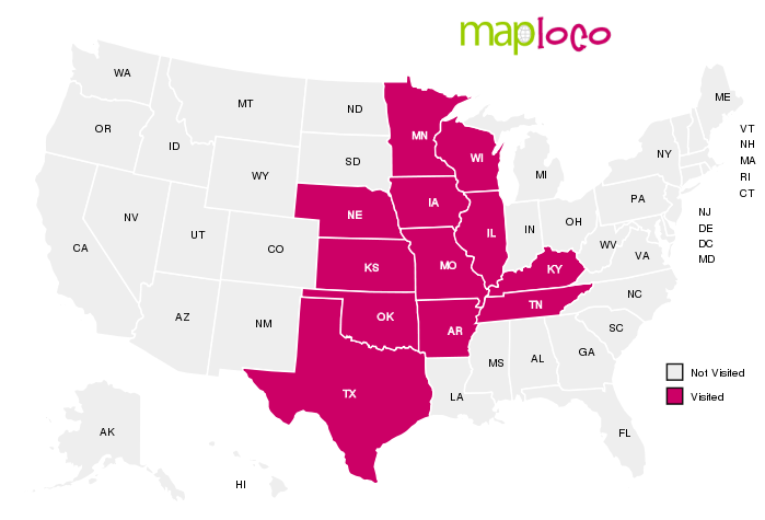 Kansas And Arkansas Map States I've Visited: Arkansas, Iowa, Illinois, Kansas, Kentucky, Minnesota,  Missouri, Nebraska, Oklahoma, Tennessee, Texas And Wisconsin